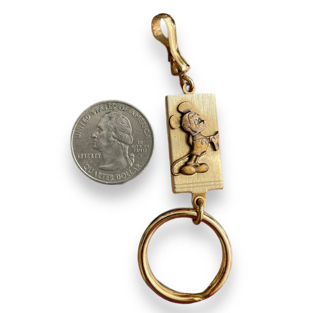 Mickey Mouse Gold Plated Men's Valet Key Ring - With Finger Flick Technology - Picture 3 of 3